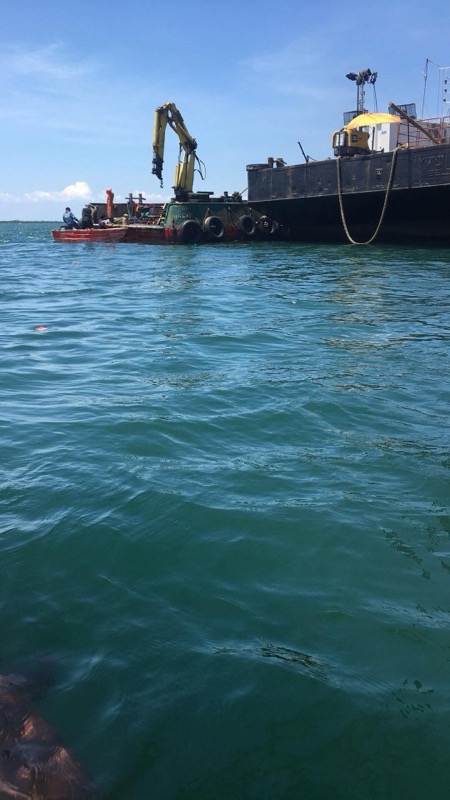 Barge on the water during operations